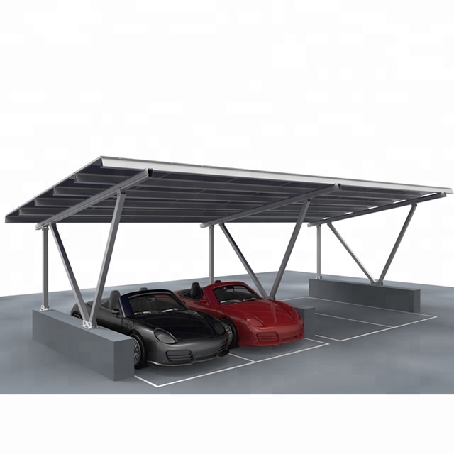 W typed aluminum alloy solar car parking shade system