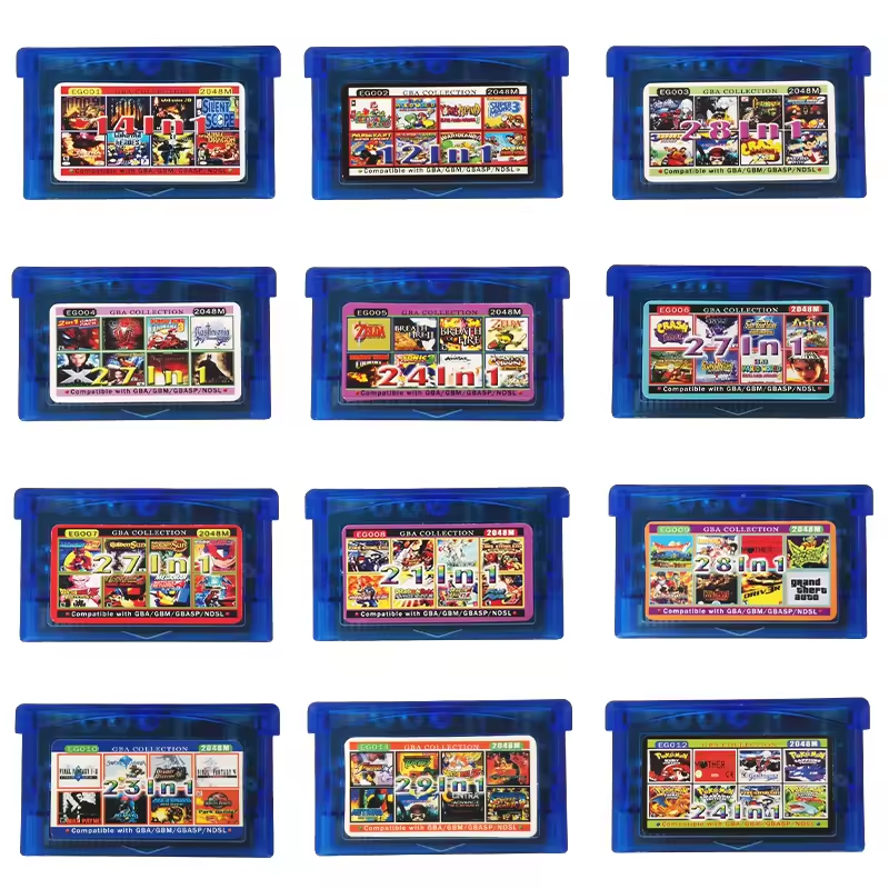 High Quality All in one cartridge EG001-012 Game Video Multicart Console Cartridge Card for  gameboy advance sp