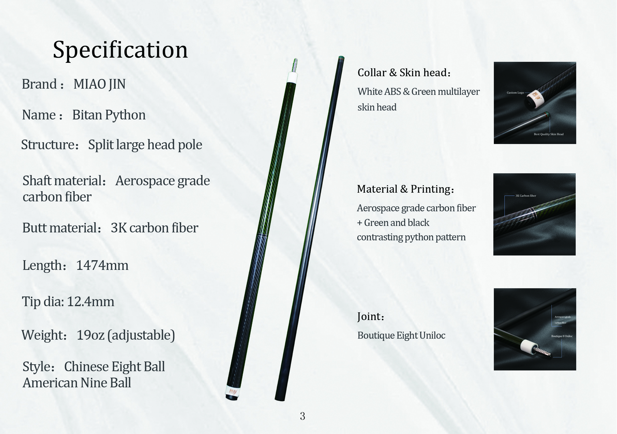 Pool Cue Stick Tiger Everest 10.5/11.5/12.5mm Tip Leather Grip Canadian Maple Shaft Radial Pin Billiard Cue