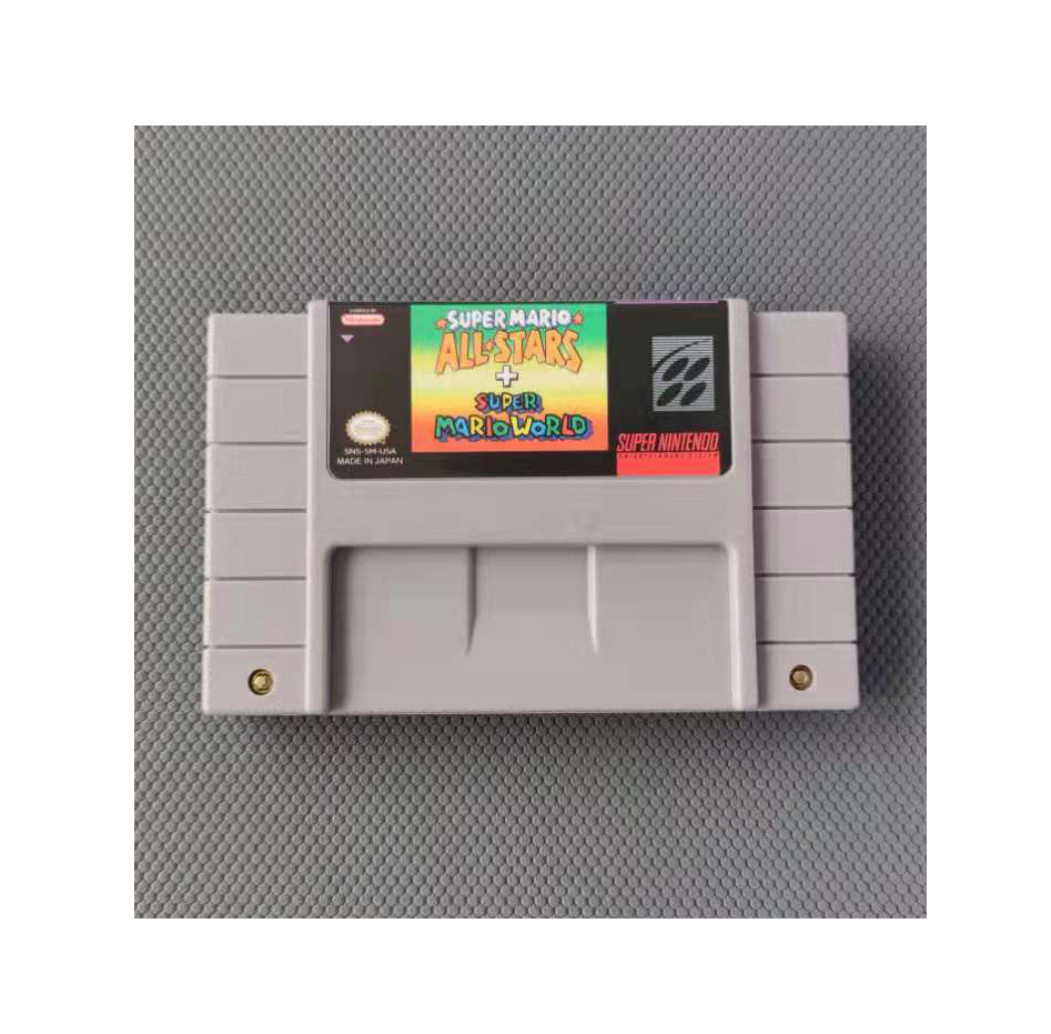 USA/NTSC 16 Bit English Language Battery Save 2 in 1 Video Game Cartridge for snes super mario all stars+super mario world