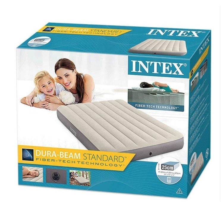 MARCH EXPO Intex Dura-Beam Standard Single-High lounge durable air bed flocked mattress single inflatable airbed