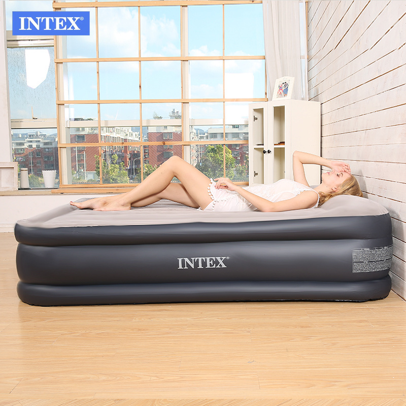 INTEX 64136 Dura-Beam Inflatable Airbed Queen Deluxe Pillow Rest foldable air mattress