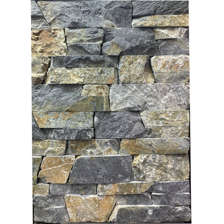 Various shapes and sizes Chinese natural stone wall tiles black slate culture stone