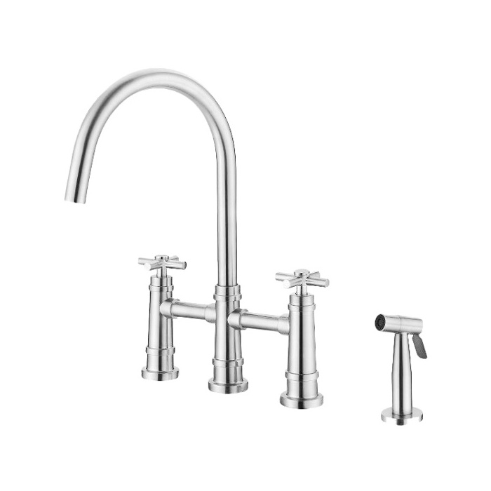 Two handle 8 inch widespread bridge kitchen and bathroom basin sink faucet