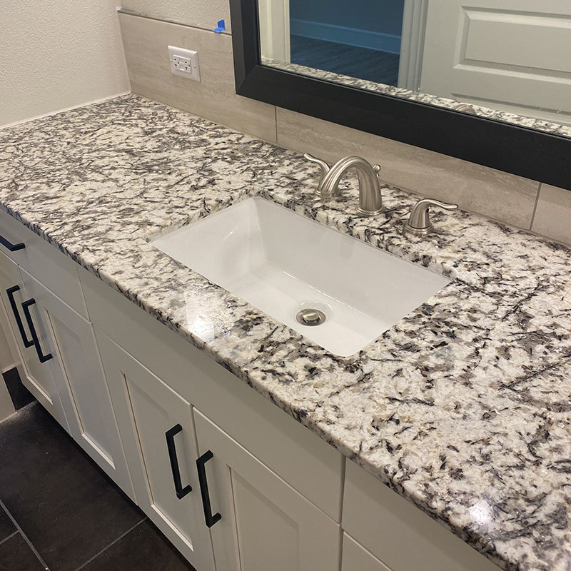 Best Price Project Luxury Ice-Blue Natural Granite Kitchen Bathroom Countertops Vanity Tops with Integrated Sink