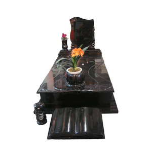 European Style,  Black Granite Monument,  Curb Book Vase, Headstone