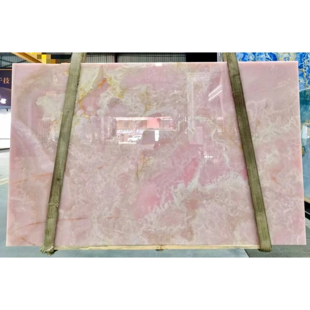 Luxury Fantasy Polished Pink Onyx Marble Slabs for Indoor Decoration