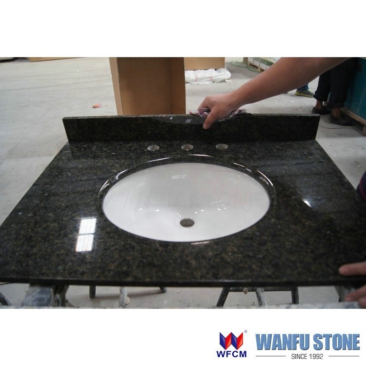 Verde Ubatuba Cheap Granite Vanity Top with Vessel Sink Box vanity, vanity top with sink attached