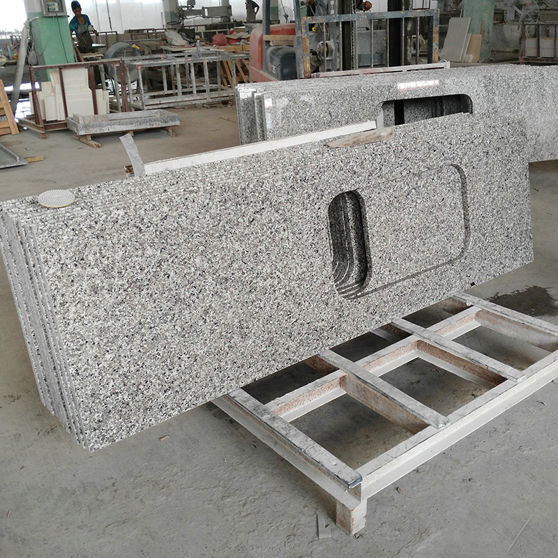 Customized Size Swan White Natural Granite Stone Countertops for Kitchen Bathroom with Polished Surface and Eased Edges