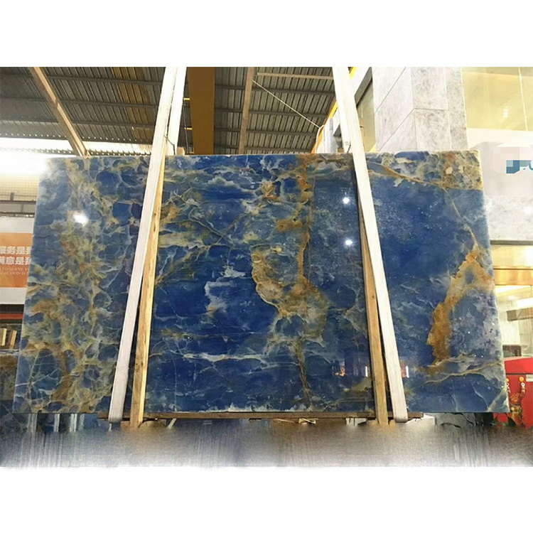 Good Quality Polished Gold Blue Onyx Marble Slab