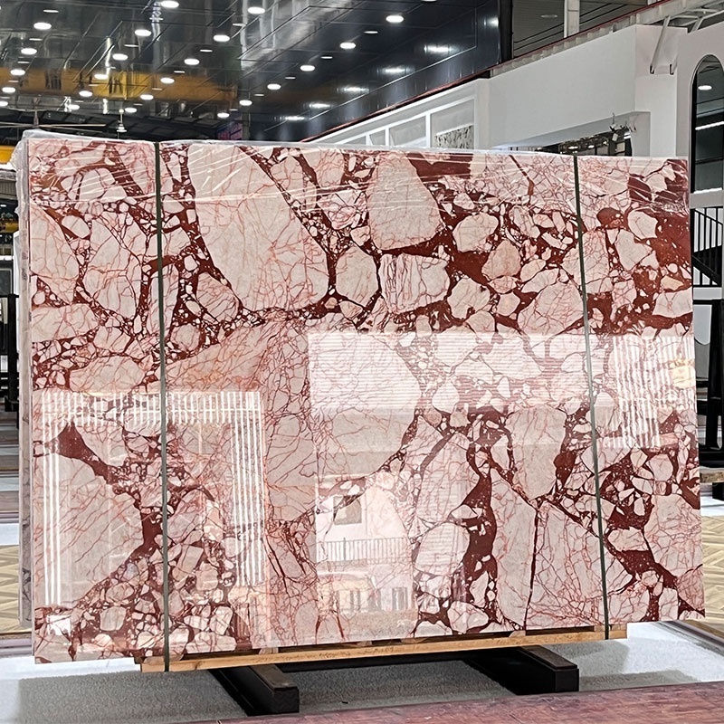 Wholesale Luxury Natural Beautiful Red Marble Big Slabs for Countertop Stairs Table Top