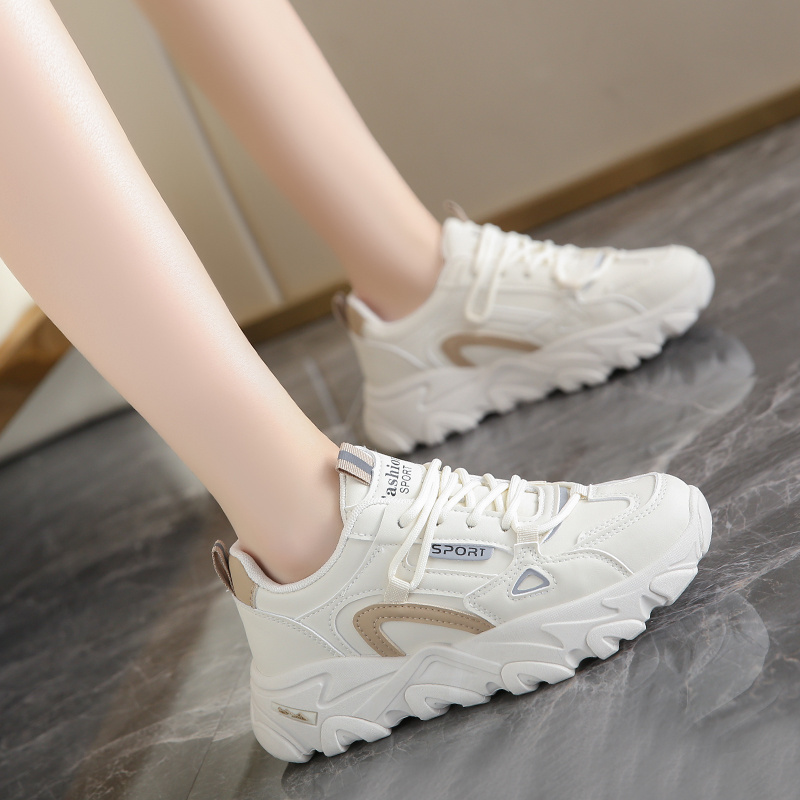 Women's sneakers 2023 new style small thick soft sole plus velvet dad shoes small white shoes