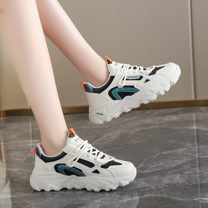 Women's sneakers 2023 new style small thick soft sole plus velvet dad shoes small white shoes