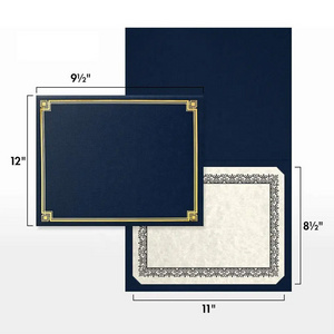 Custom Diploma Cover Folder Nautical Blue with Gold Foil Size 9 1/2 x 12 Paper Certificate Holders Document File Fold