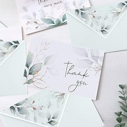 Custom Card Envelope Light Sage Green Thank You Cards with Envelopes Blank Note Cards for Wedding Bridal Shower Baby Fune