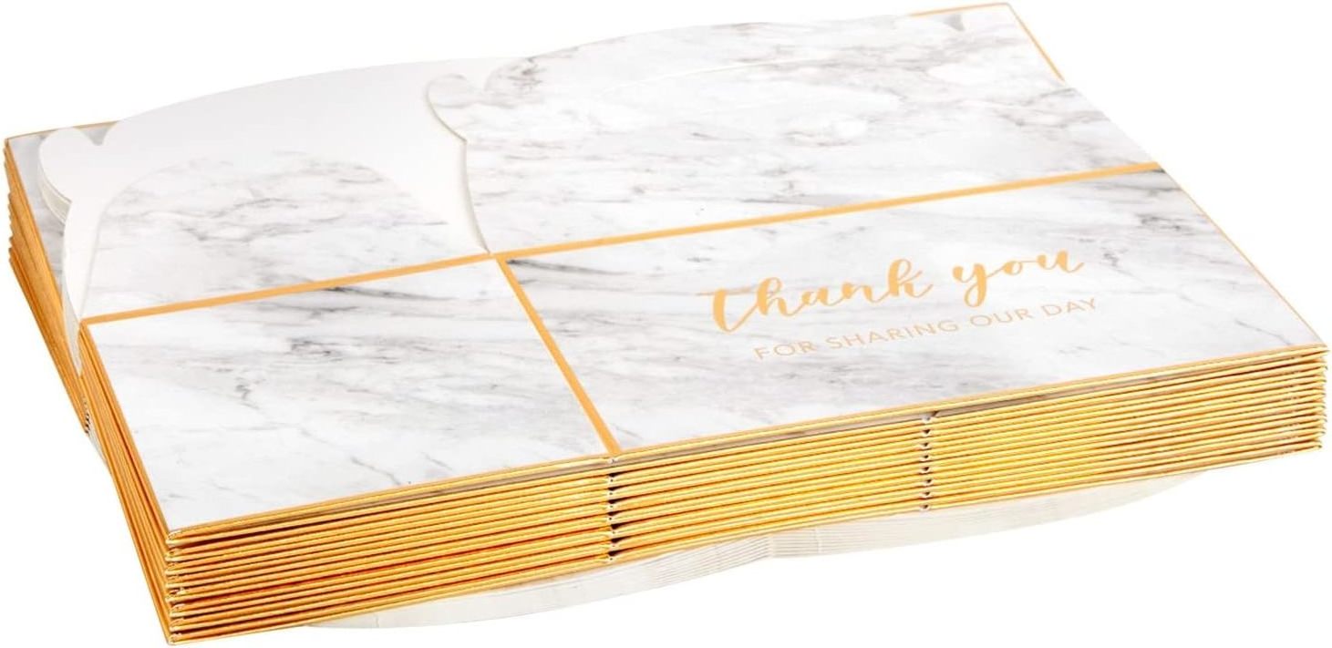 Custom White Party Favor Gable Boxes custom made gift boxes gold foil Thank You Gift paper box with handle