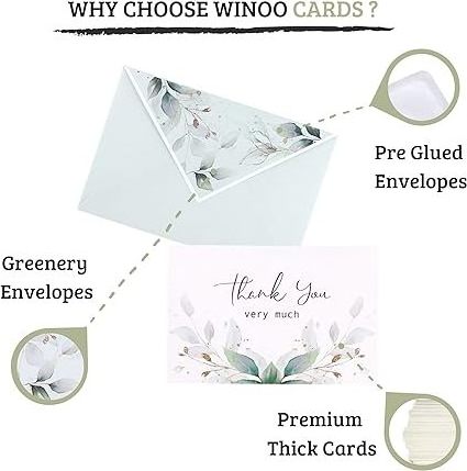 Custom Card Envelope Light Sage Green Thank You Cards with Envelopes Blank Note Cards for Wedding Bridal Shower Baby Fune