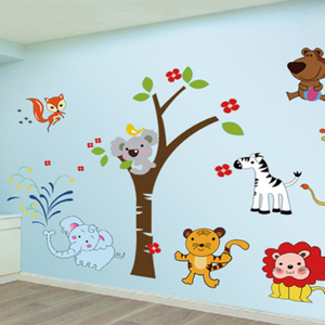 Good quality 3D removable kids room animals wall sticker