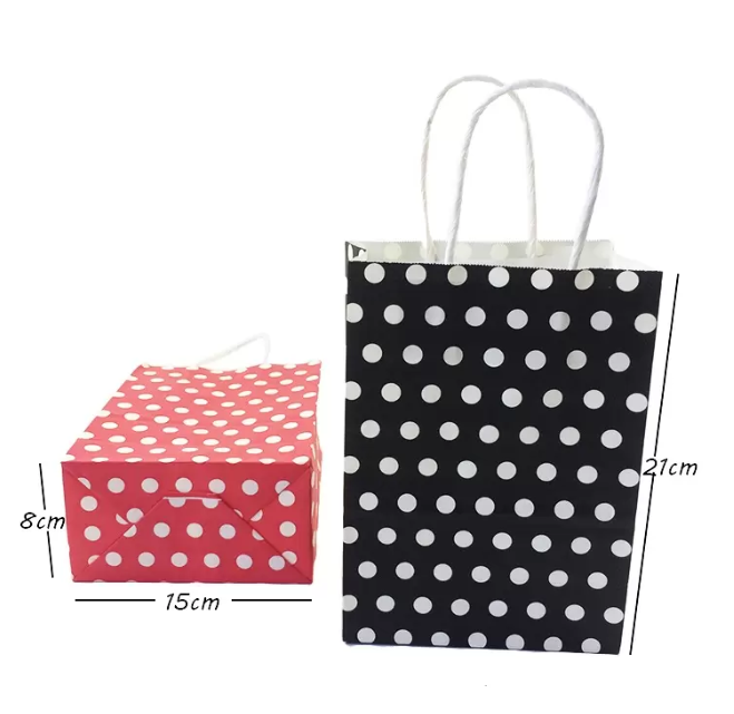 Custom Fashionable polka dot christmas drawstring  candy tree storage gift  bag wine kraft paper bag for christmas