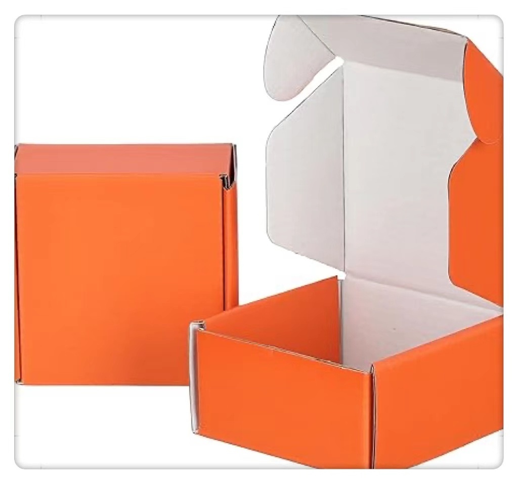 Custom Corrugated Box Packaging Mailing Box Packaging 4x4x2 inches Small Shipping Boxes Orange for Mailing Packing