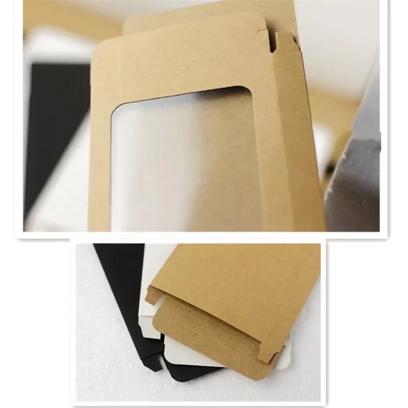 Custom Hanging Kraft Paper Box Packaging White Cardboard Phone Case Hanging Box Packaging With Clear Window