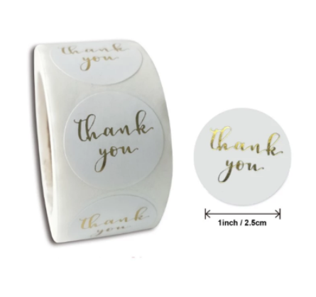 Custom 500pcs Bronzing kraft sealing sticker Blank LOVE Thank You Stickers By Roll