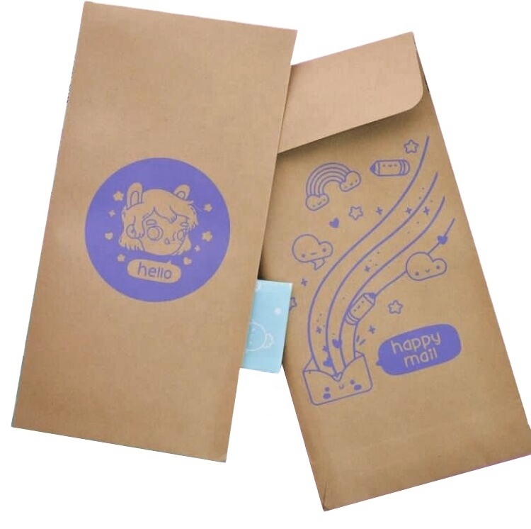 Small MOQ Self seal manila envelope gift envelopes for coin seed packets cash envelope custom