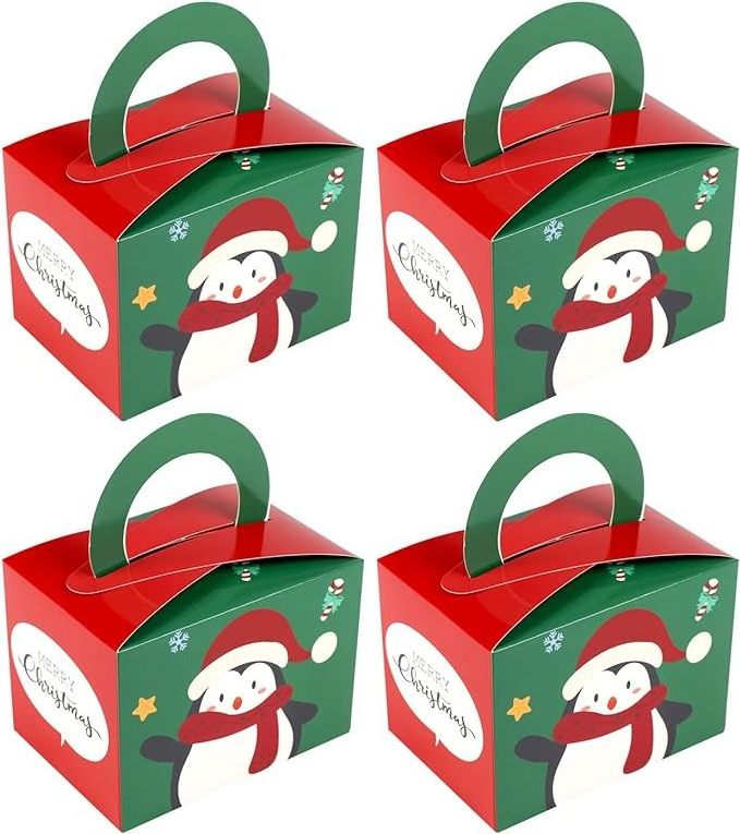 Custom Favors Christmas Gift Boxes Candy Treat Box Foldable Paper Box for Christmas Decoration Birthday Party