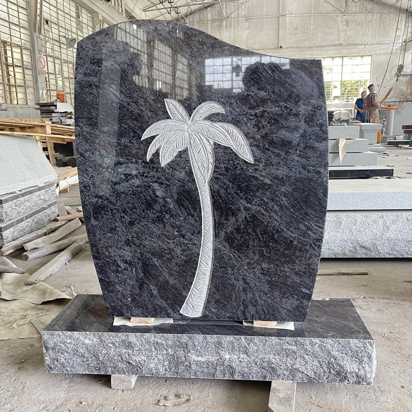 Purple Granite American Graphic Design Modern High Grade Polished Black Head Stone American Style Customized Size Wood Carton