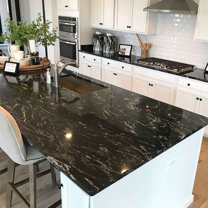 Brazil Via Lactea Granite slab Polished Black Granite Big Slab for kitchen countertop