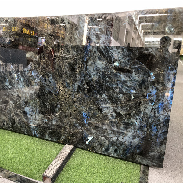 Perfect labradorite blue black marble slab for wall floor tiles 600600 600300