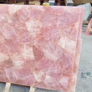 Rose natural gemstone quartz slab for table top price