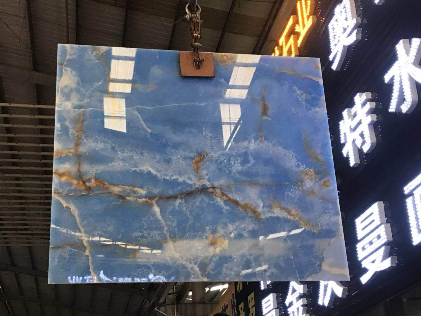 Highly polished Bolivia Blue onyx marble price,blue marble tiles slabs for wall decoration