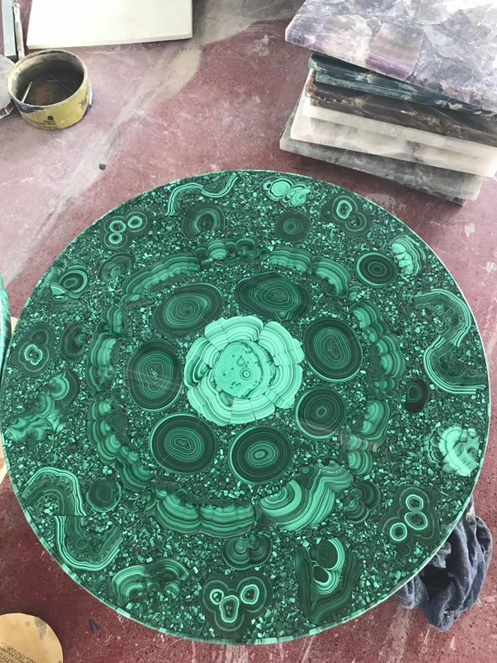 China malachite green gemstone slab for tile round table top countertops