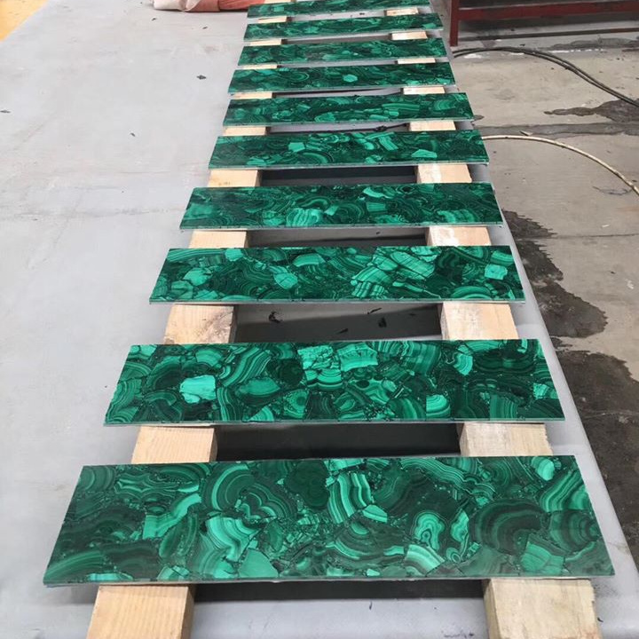 China malachite green gemstone slab for tile round table top countertops