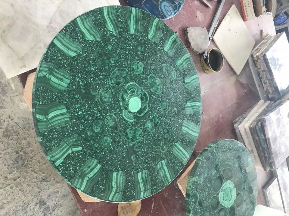 China malachite green gemstone slab for tile round table top countertops