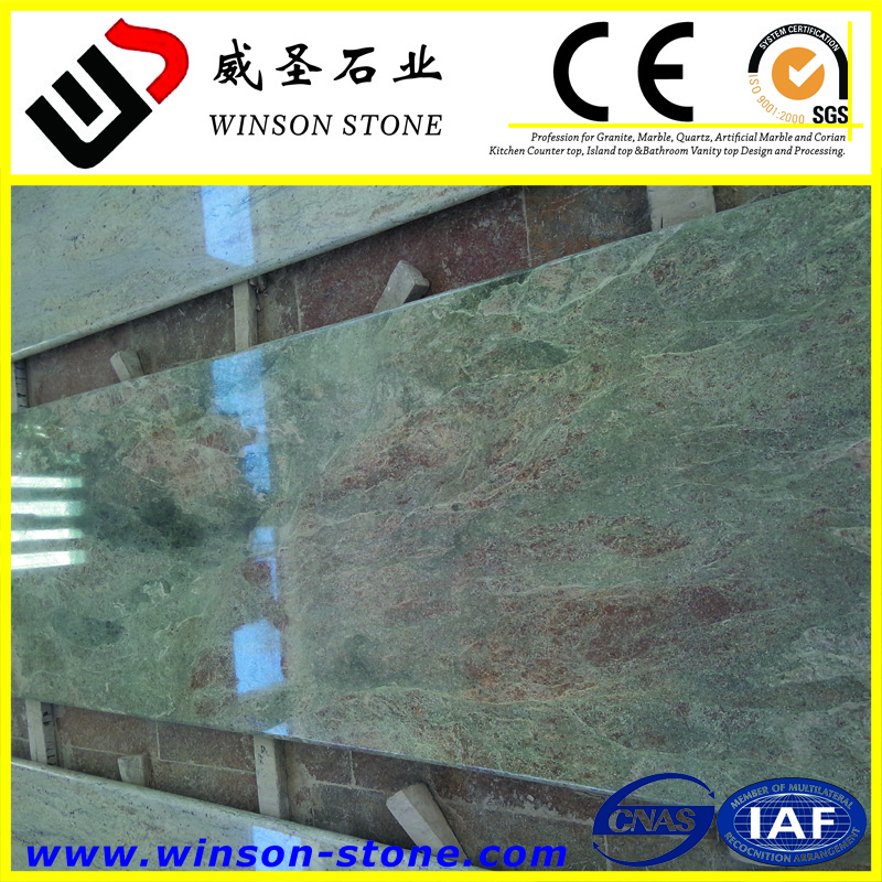 Chinese cheapest sea wave green granite Ocean Green prefab kitchen countertop, bathroom vanity top