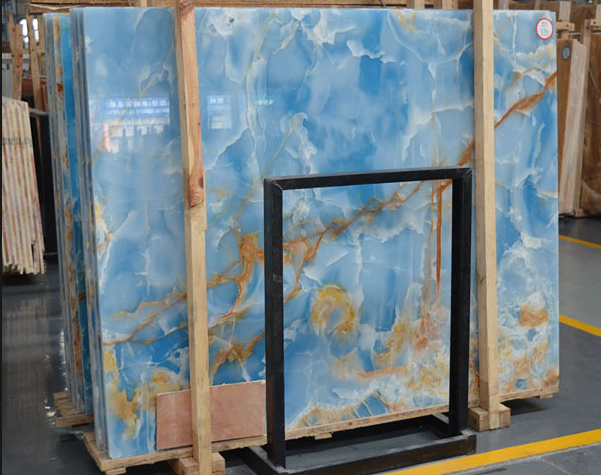 Highly polished Bolivia Blue onyx marble price,blue marble tiles slabs for wall decoration