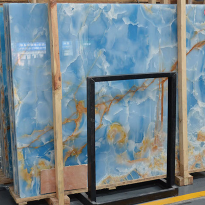 Highly polished Bolivia Blue onyx marble price,blue marble tiles slabs for wall decoration