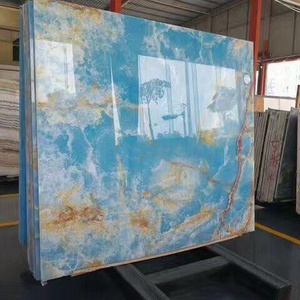 Blue onyx slab for feature wall tiles blue marble countertop polished glazed marble look slab wall tiles