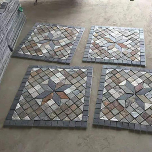 Colorful Slate Mosaic Cube Flag Tiles Outdoor Prices Landscaping Floor Stone Porcelain Tiles Modern Graphic Design Customized