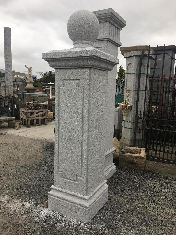 Quality granite pillar caps stone gate column design polished flamed cost