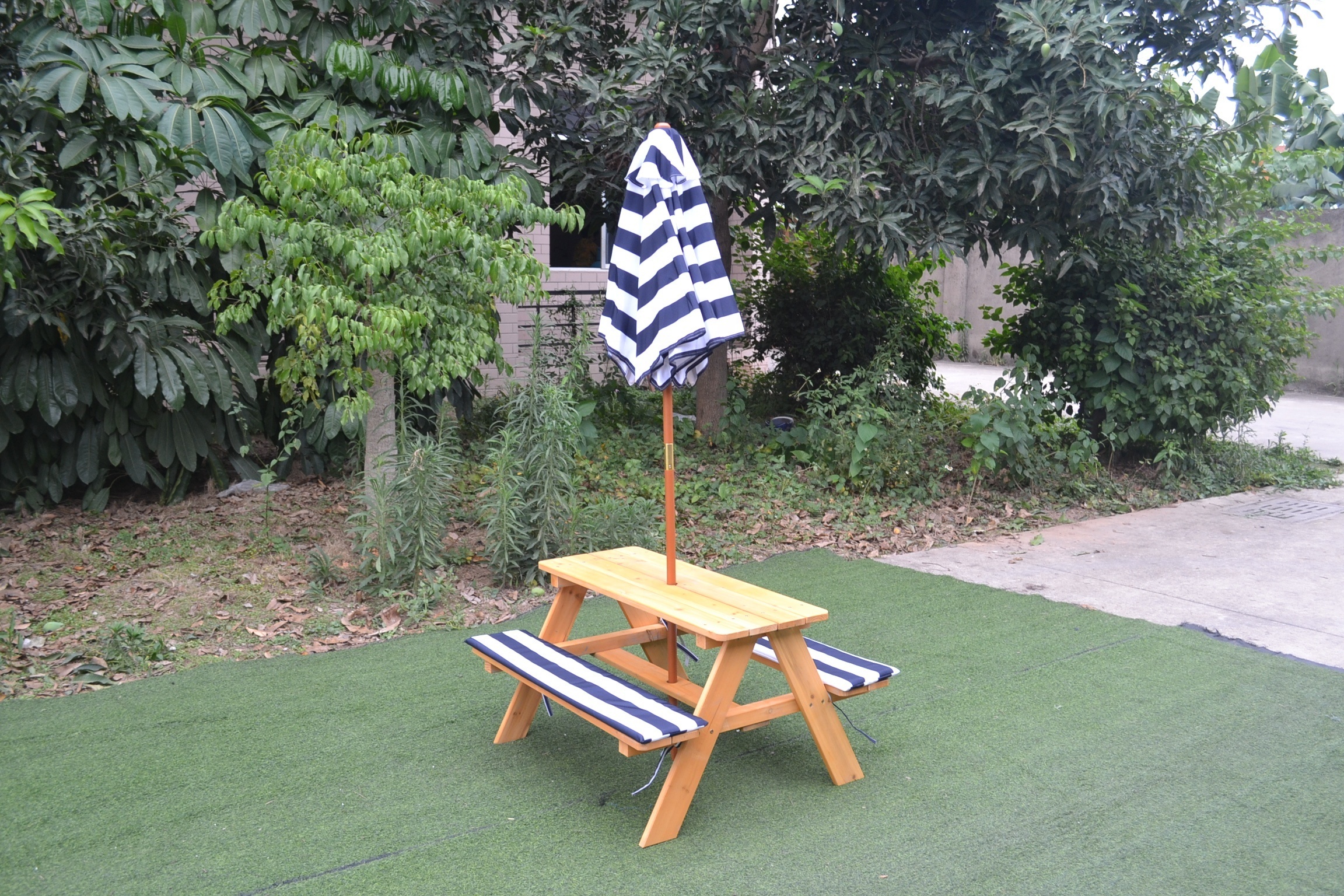 Wooden kids picnic table and benches