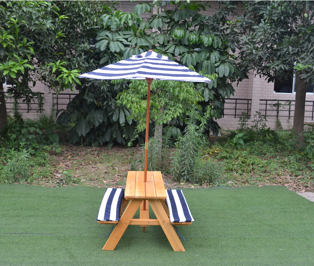 Wooden kids picnic table and benches