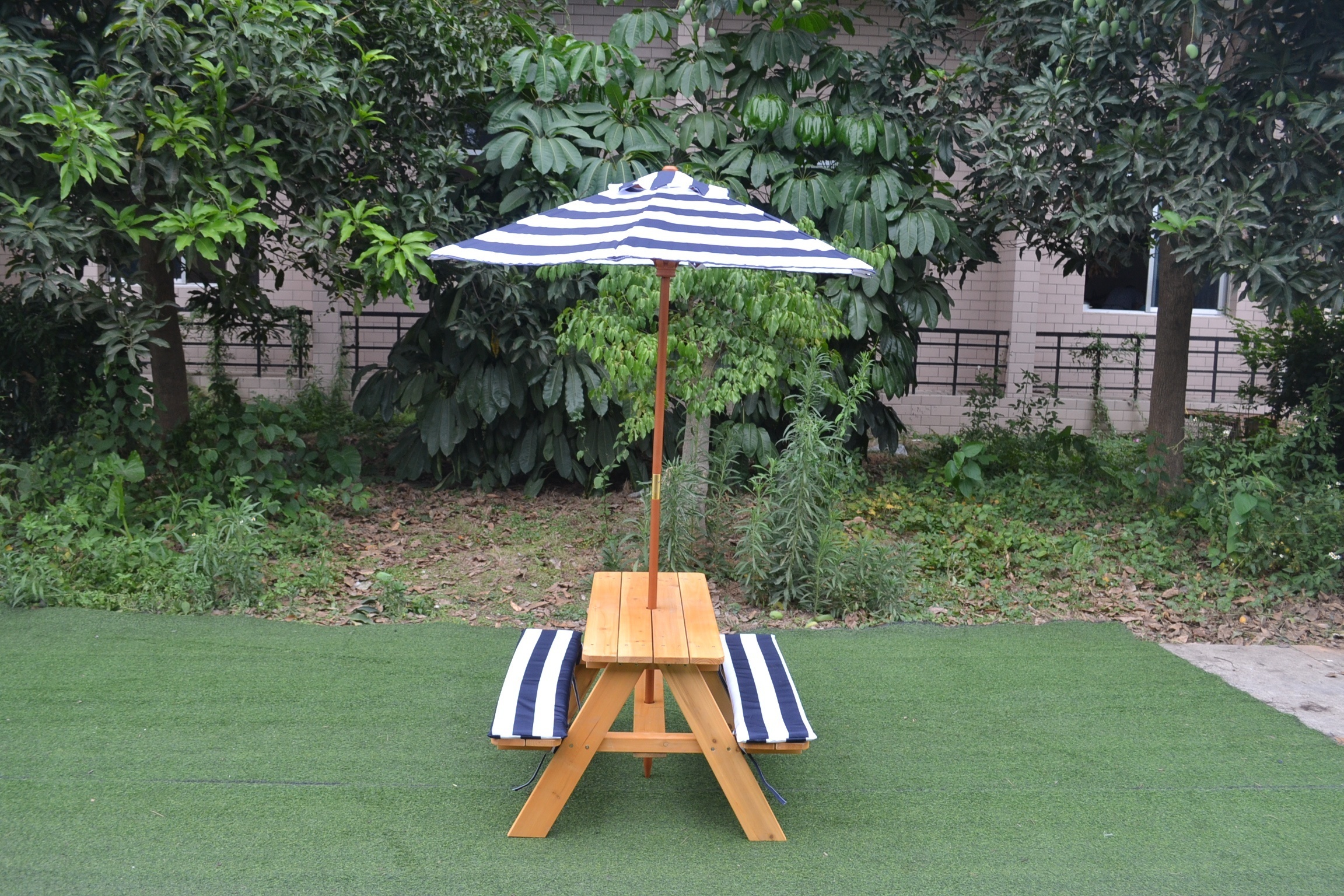 Wooden kids picnic table and benches