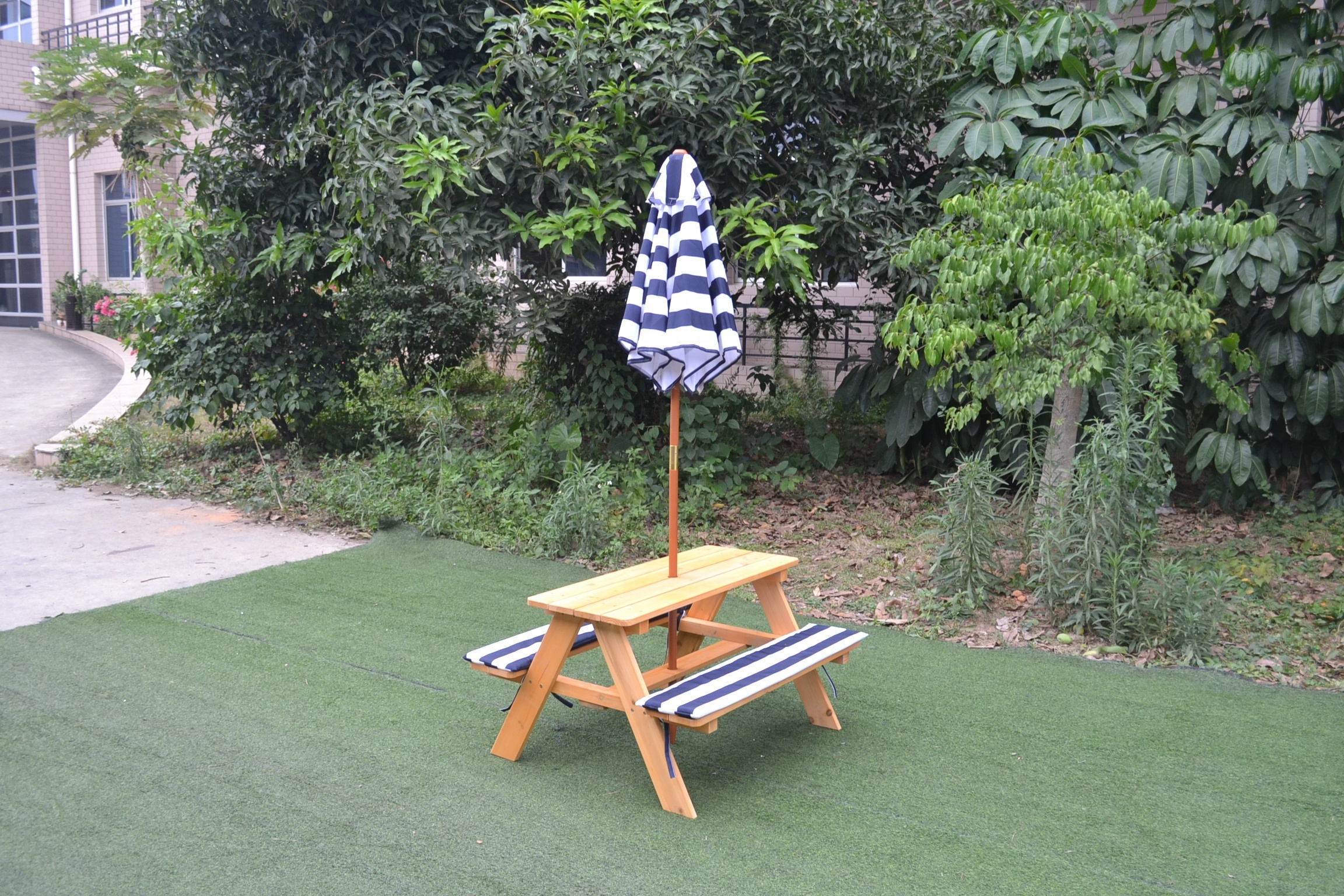 Wooden kids picnic table and benches