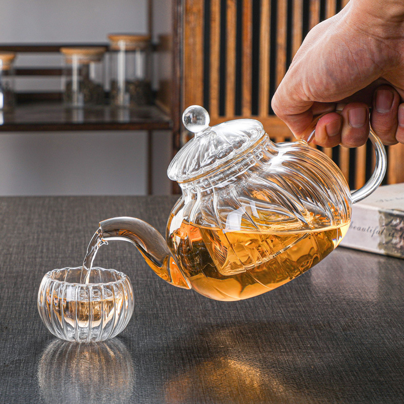 Glass Teapot Gift Set with Removable Glass Infuser and Lid Clear Tea Kettle with Blooming Flower, Loose Leaf Tea Sampler