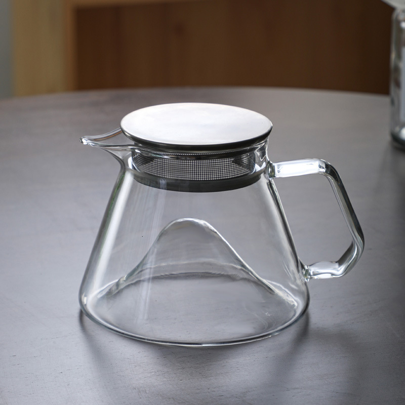 Wholesale borosilicate glass pour over pot mountain bottom coffee server handmade sharing pot home ice drip tea maker 450ml