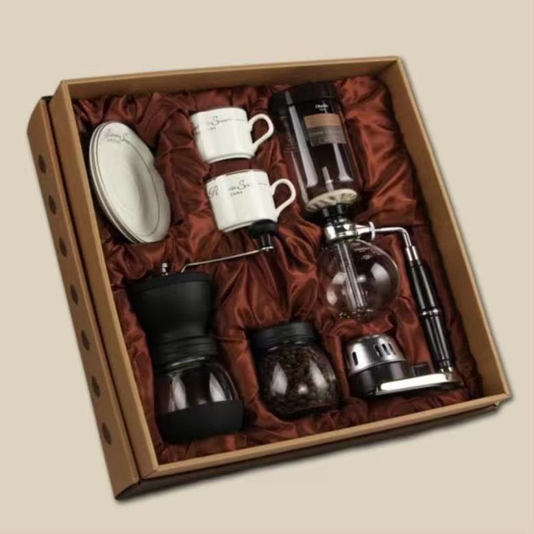 Ceramic Hand-made  Coffee Maker Gift Set Accessories with Timer Pour Over Kettle Server Paper Filter