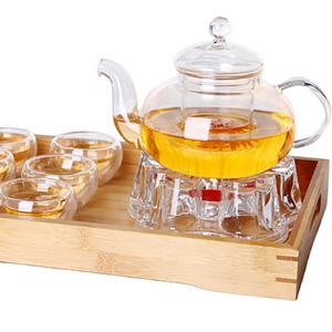 Tea Kettle Infuser with a Candle Warmer 5 Double Wall Cups and a Removable Strainer Stovetop Safe Tea Pot